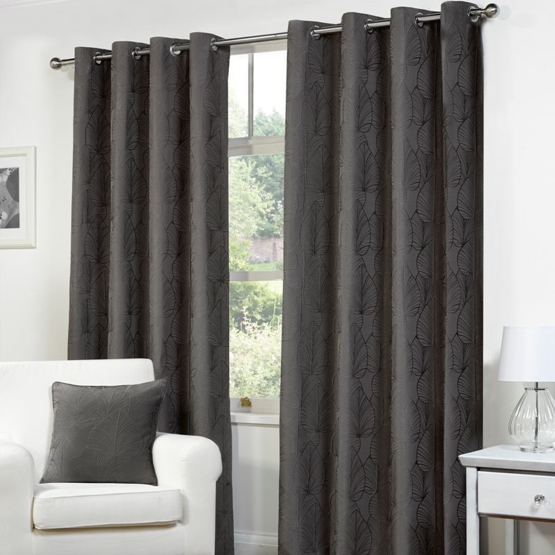 Palma Curtains (90" Width x 72" Drop) - Charcoal